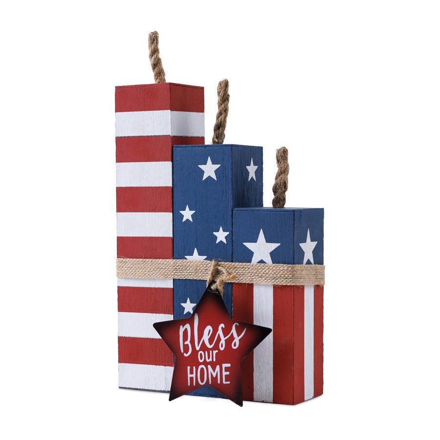Melrose Americana Firecracker Block Bundle 14"H, Red/White/Blue - 55530DS