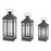 Melrose International Traditional Metal Lantern, Set of 3, Black - 57349DS