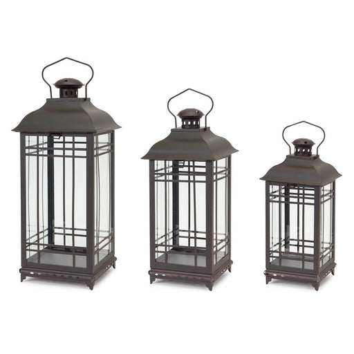 Melrose International Traditional Metal Lantern, Set of 3, Black - 57349DS