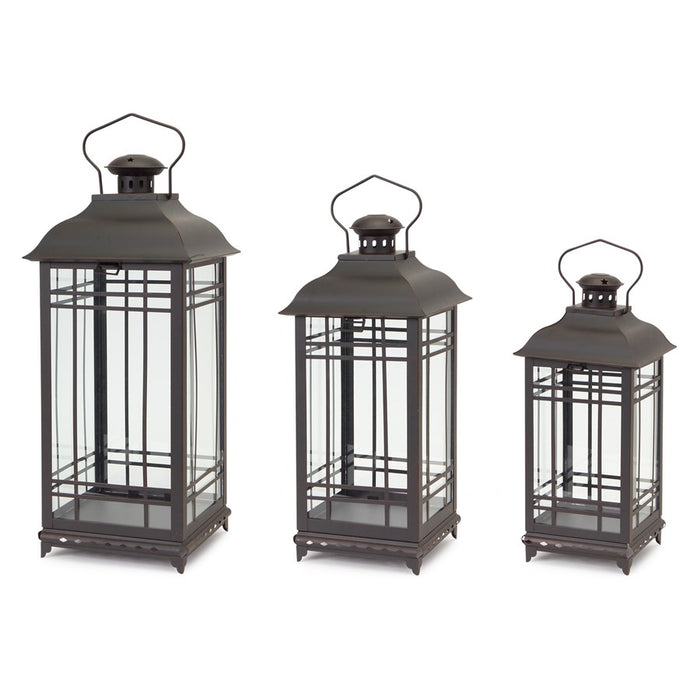 Melrose International Traditional Metal Lantern, Set of 3, Black - 57349DS