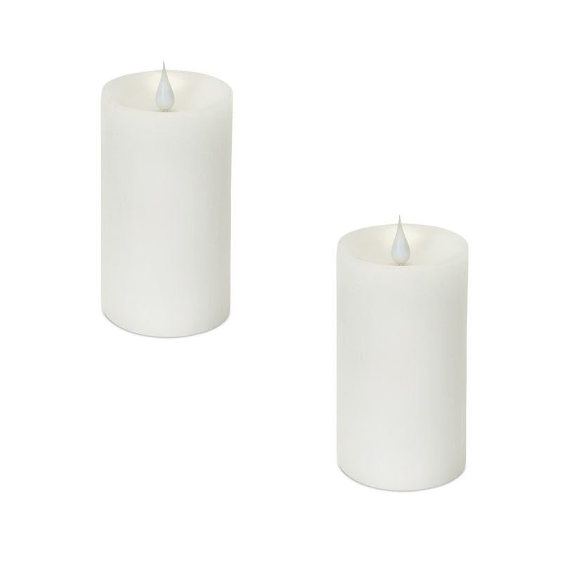 Melrose Simplux Designer LED Candle with Remote, Set of 2, White - 57476DS