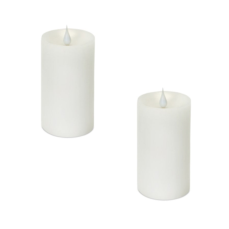 Melrose Simplux Designer LED Candle with Remote, Set of 2, White - 57476DS