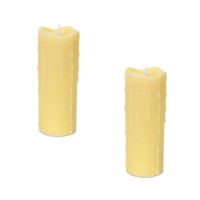 Melrose Simplux Designer LED Dripping Candle/Moving Flame/Remote, Set - 57483DS