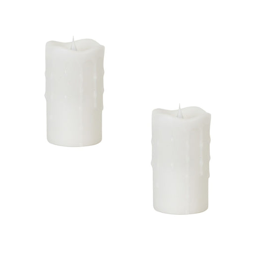 Melrose Simplux Designer LED Dripping Candle with Remote, Set/2, White - 57735DS