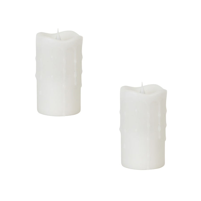 Melrose Simplux Designer LED Dripping Candle with Remote, Set/2, White - 57735DS