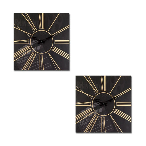 Melrose Modern Movie Theatre Wall Clock, Set of 215.5"SQ, Black/Gold - 58494DS