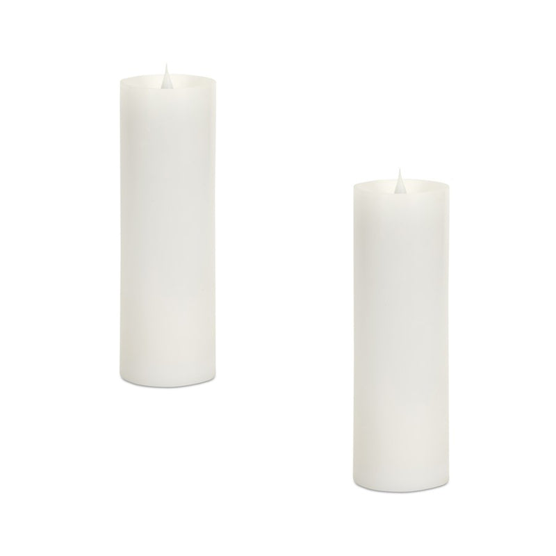 Melrose Simplux LED Candle/Moving Flame/Remote, Set of 2, White - 58651DS