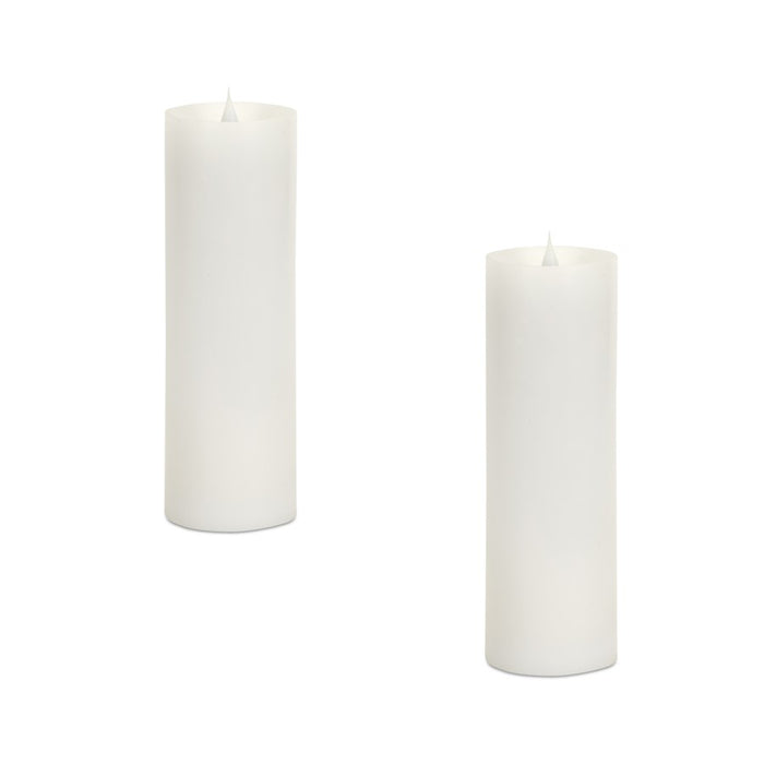 Melrose Simplux LED Candle/Moving Flame/Remote, Set of 2, White - 58651DS