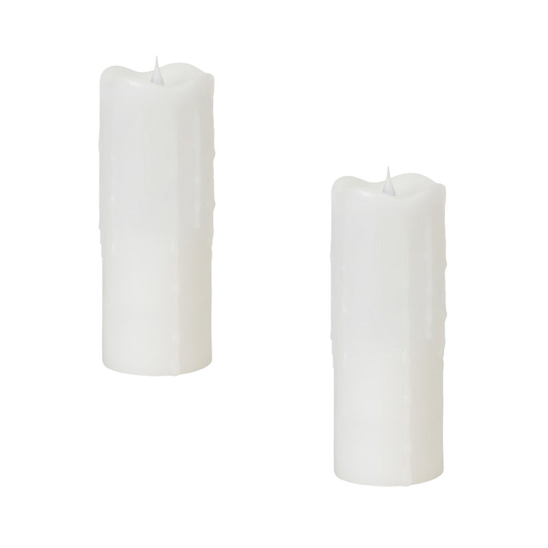 Melrose Simplux LED Candle/Moving Flame/Remote, Set/ 2, White - 58655DS