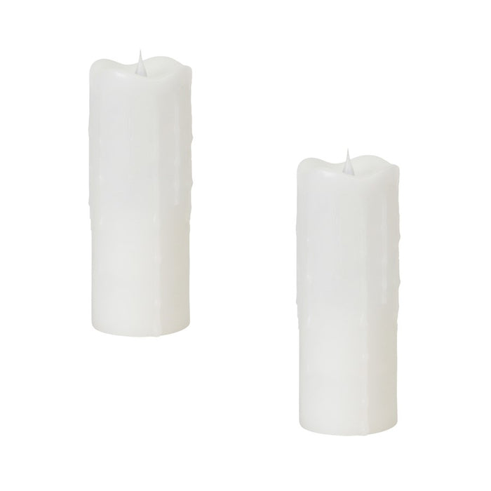 Melrose Simplux LED Candle/Moving Flame/Remote, Set/ 2, White - 58655DS