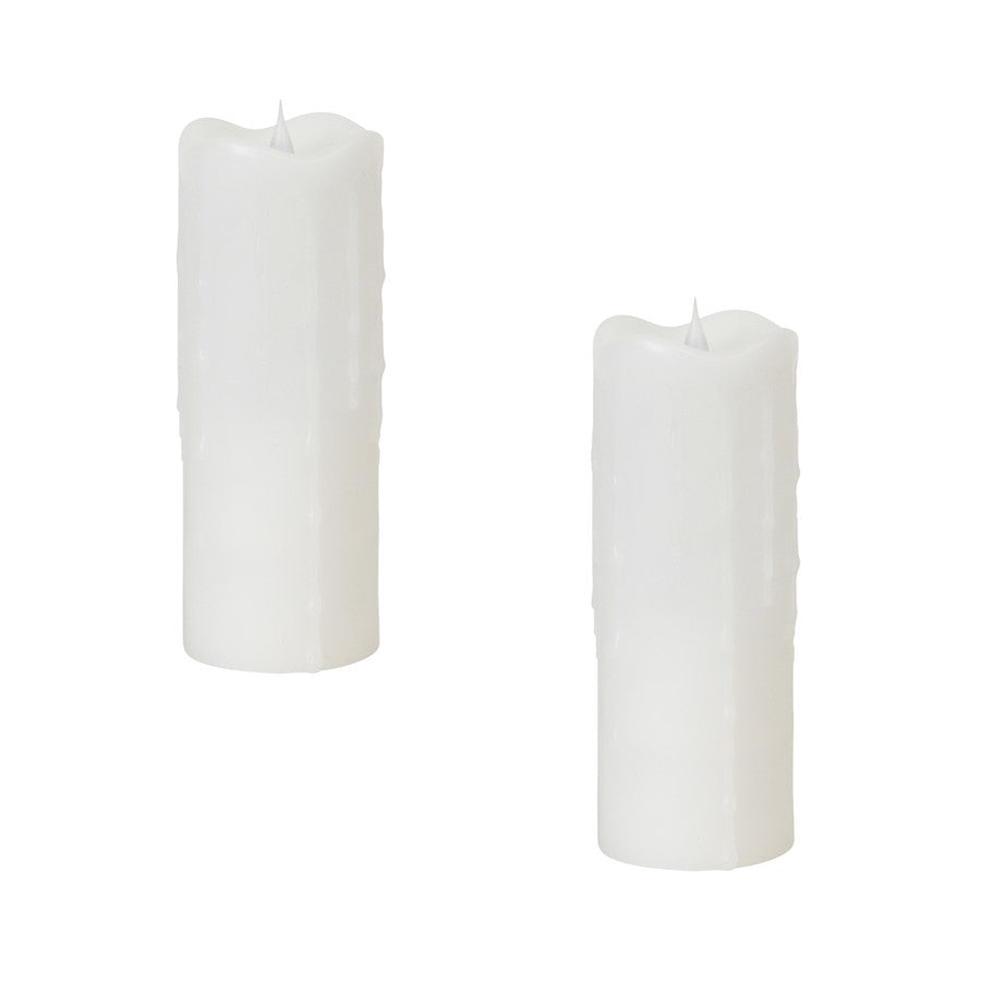Melrose Simplux LED Candle/Moving Flame/Remote, Set/ 2, White - 58655DS