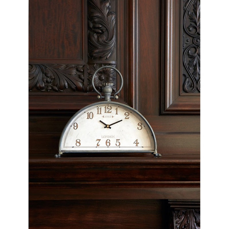 Melrose International Antique Style Mantle Clock 15"L, Grey/Grey - 58710DS