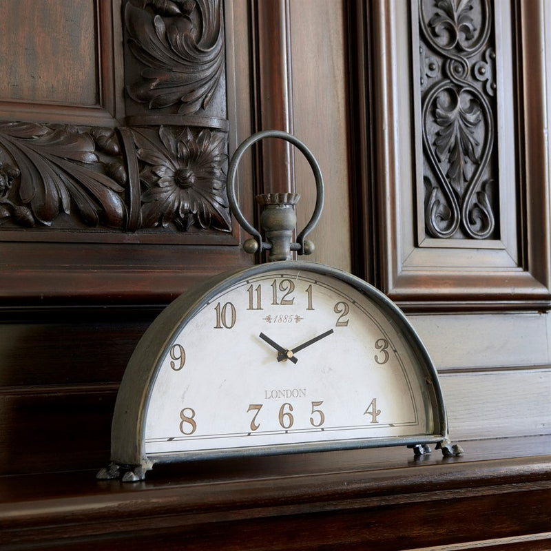 Melrose International Antique Style Mantle Clock 15"L, Grey/Grey