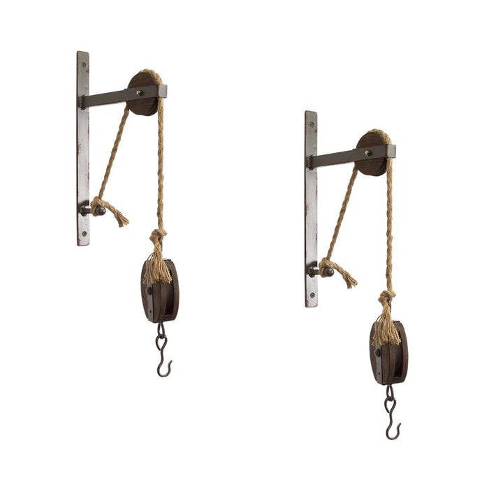 Melrose Industrial Pulley Mounting Bracket, Set of 2, Brown - 58928DS