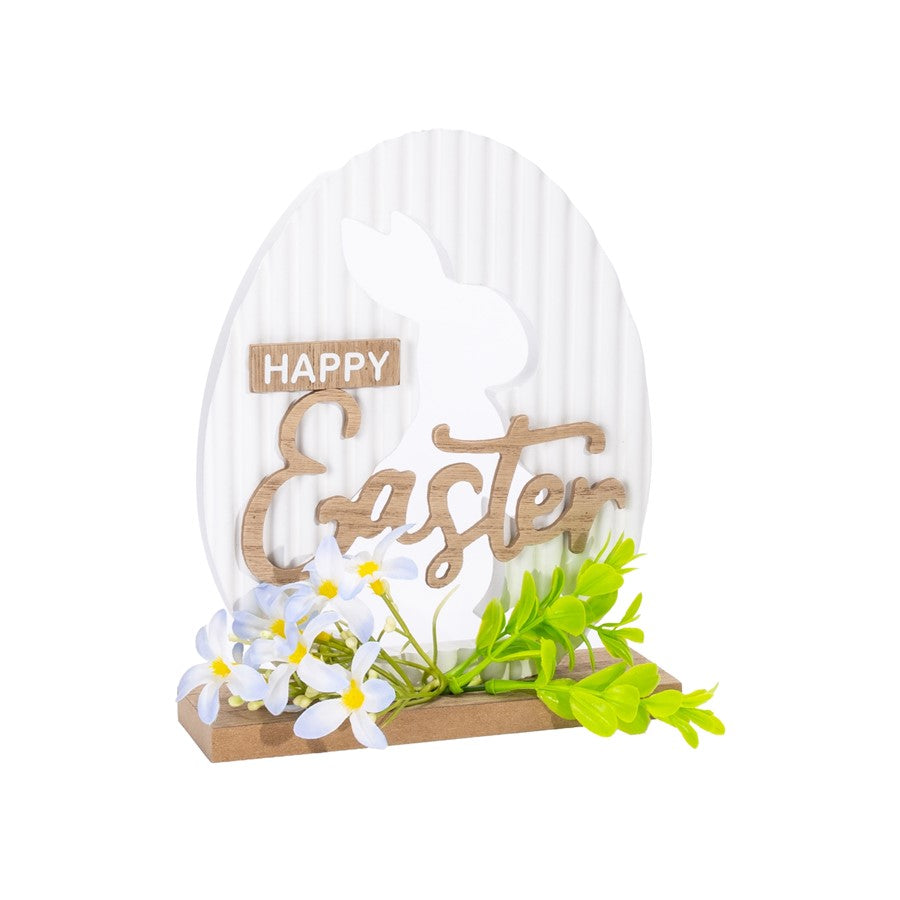 Melrose Happy Easter Rabbit Tabletop Sign, White/Brown/Green - 59203DS