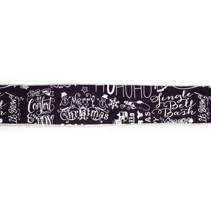 Melrose International Black/White Christmas Sentiment Ribbon, Set of 2 - 61021DS