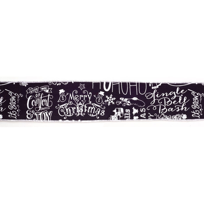 Melrose International Black/White Christmas Sentiment Ribbon, Set of 2 - 61021DS