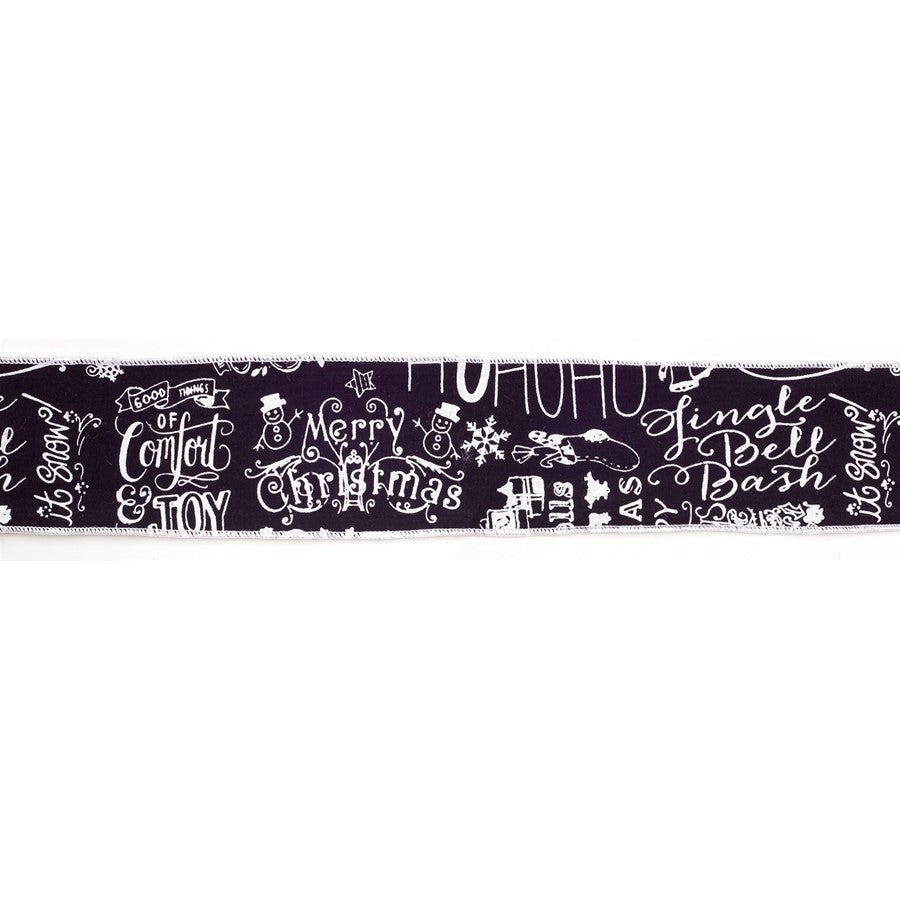 Melrose International Black/White Christmas Sentiment Ribbon, Set of 2 - 61021DS