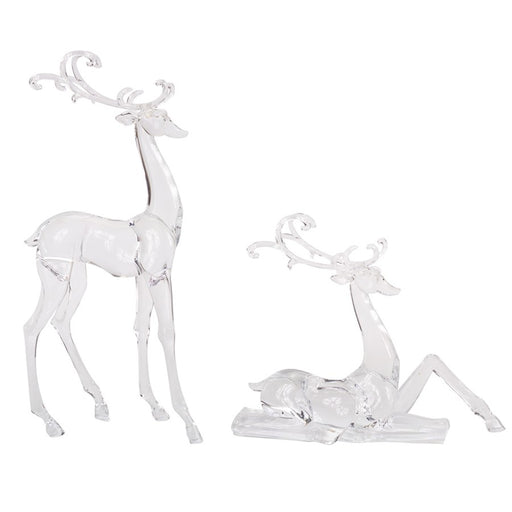 Melrose Modern Clear Acrylic Holiday Deer Figurine, Set of 2 - 61320DS