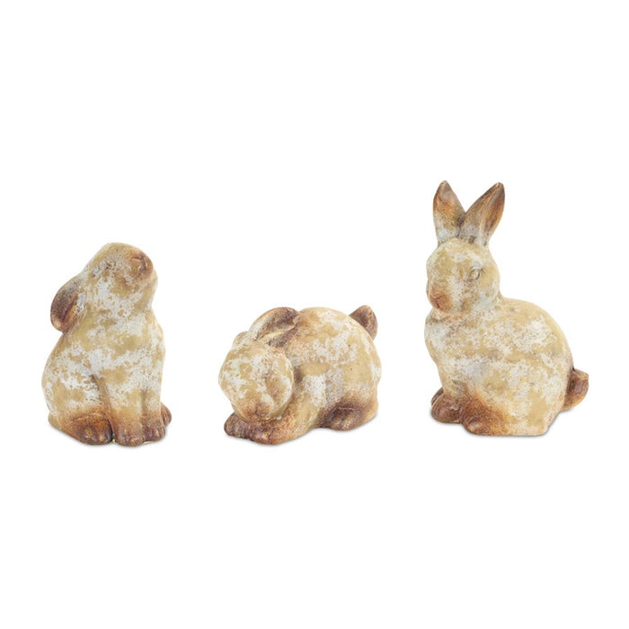 Melrose Weathered Terra Cotta Rabbit Statue, Set of 6, Grey/Brown