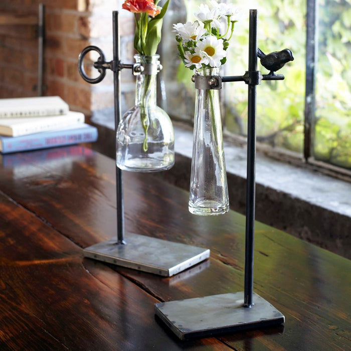 Melrose Hanging Bud Vase/Metal Stand (Set of 2), Brown