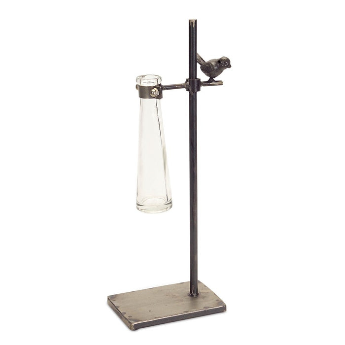 Melrose Hanging Bud Vase/Metal Stand (Set of 2), Brown