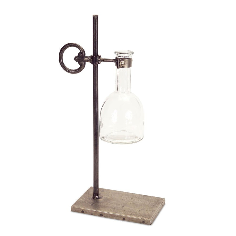 Melrose Hanging Bud Vase/Metal Stand (Set of 2), Brown