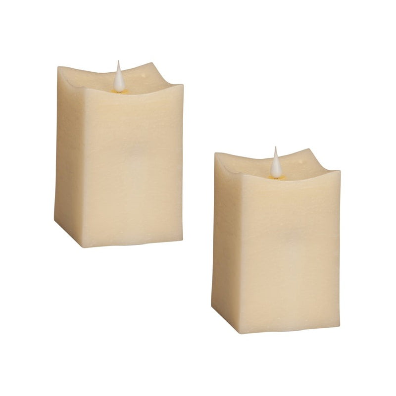 Melrose Simplux LED Squared Candle/Moving Flame/Remote, Set of 2 - 62780DS