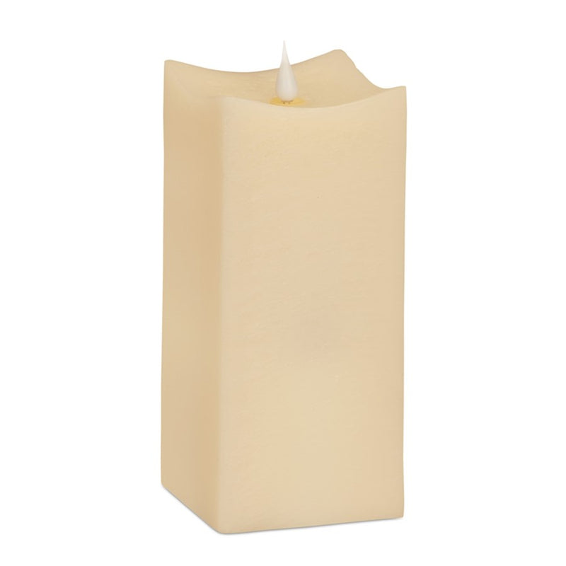 Melrose Simplux LED Squared Candle/Moving Flame/Remote, Set/2, Beige