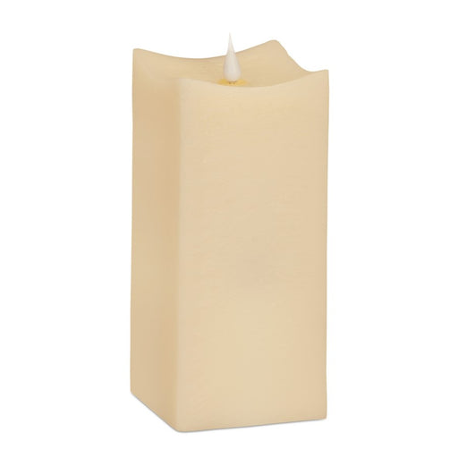 Melrose Simplux LED Squared Candle/Moving Flame/Remote, Set/2, Beige