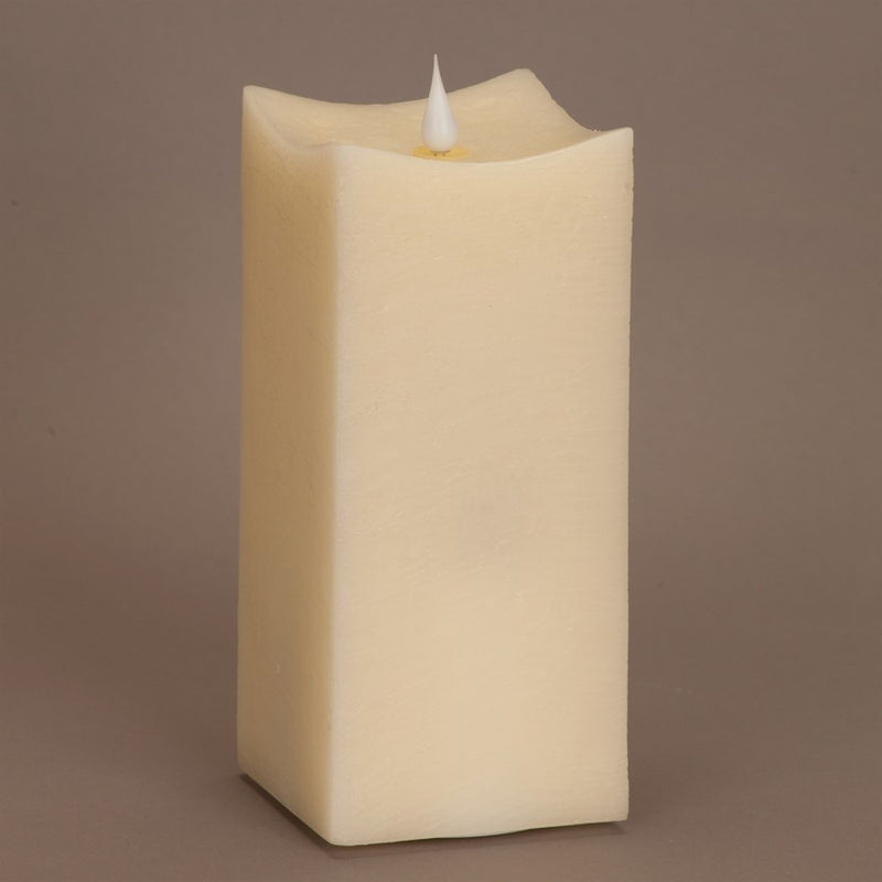 Melrose Simplux LED Squared Candle/Moving Flame/Remote, Set/2, Beige