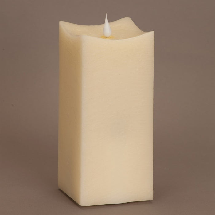 Melrose Simplux LED Squared Candle/Moving Flame/Remote, Set/2, Beige