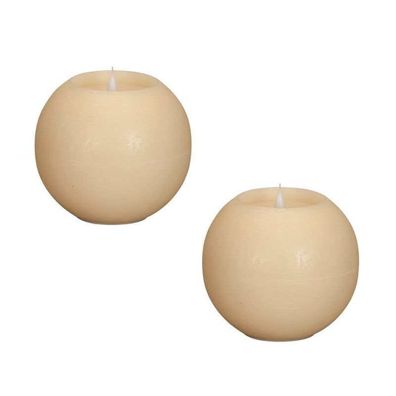 Melrose Simplux LED Round Candle/Moving Flame/Remote, Set of 2, Beige - 62782DS