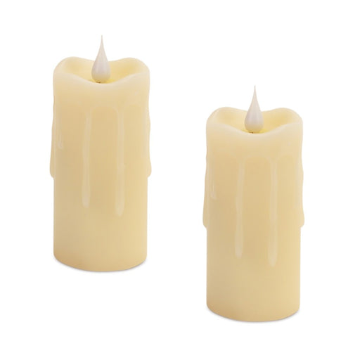 Melrose Simplux LED Votive Candle/Moving Flame, Remote, Set/2, Beige - 62866DS