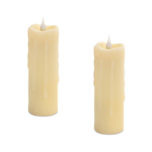 Melrose Simplux LED Votive Candle/Moving Flame w/Remote, Set/2, Beige - 62867DS