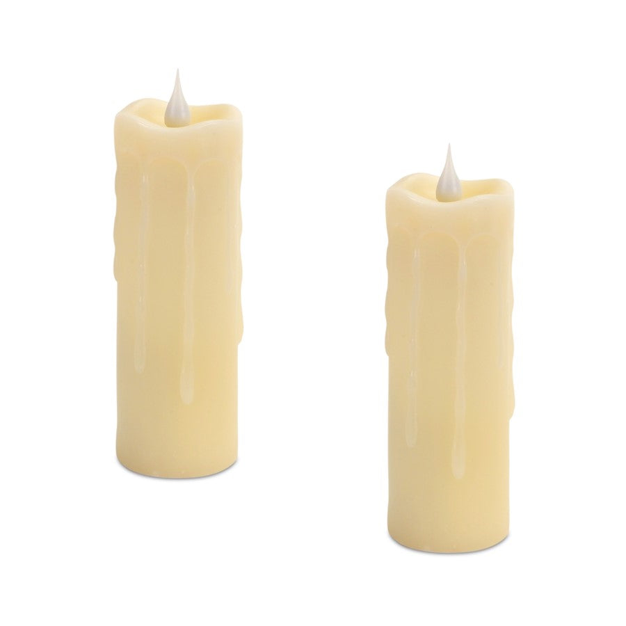 Melrose Simplux LED Votive Candle/Moving Flame w/Remote, Set/2, Beige - 62867DS