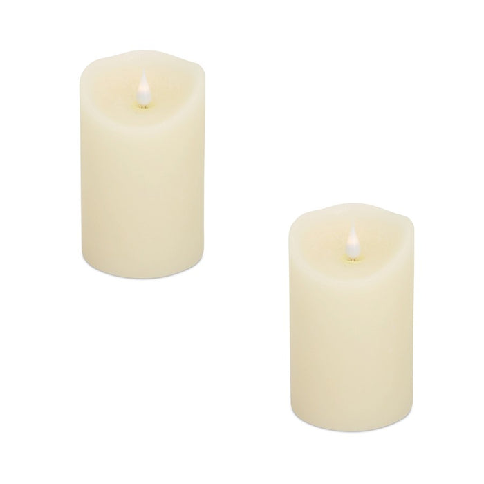 Melrose Simplux LED Melted Wax Candle with Remote, Set/2, Beige - 64135DS