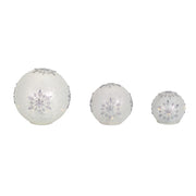 Melrose LED Frosted Snowflake Jewel Globe, Set of 3, White/Silver - 64525DS
