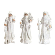 Melrose International Snowy White Winter Santa Figurine, Set of 3 - 64610DS