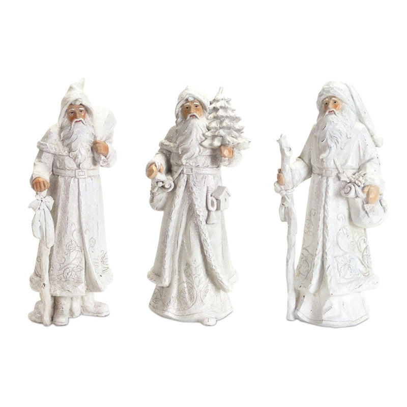 Melrose International Snowy White Winter Santa Figurine, Set of 3 - 64610DS