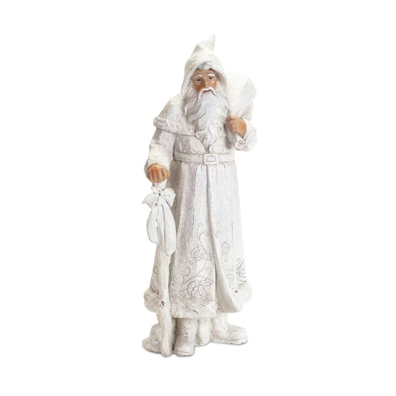 Melrose International Snowy White Winter Santa Figurine, Set of 3
