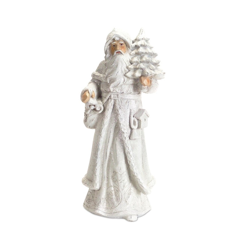 Melrose International Snowy White Winter Santa Figurine, Set of 3