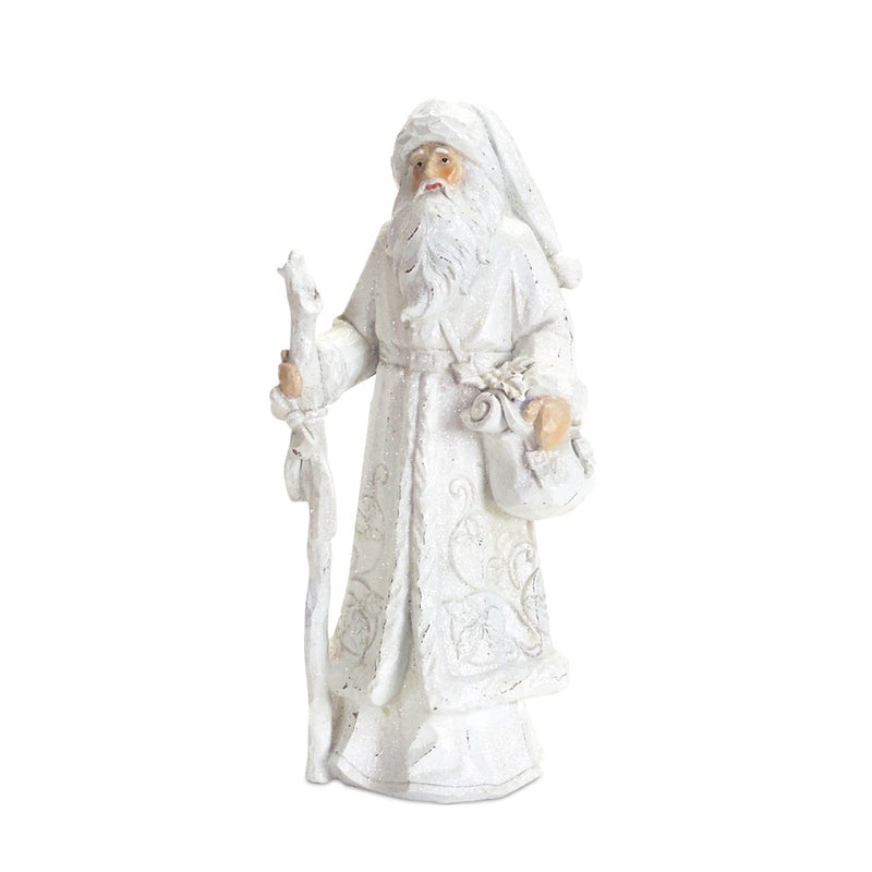 Melrose International Snowy White Winter Santa Figurine, Set of 3