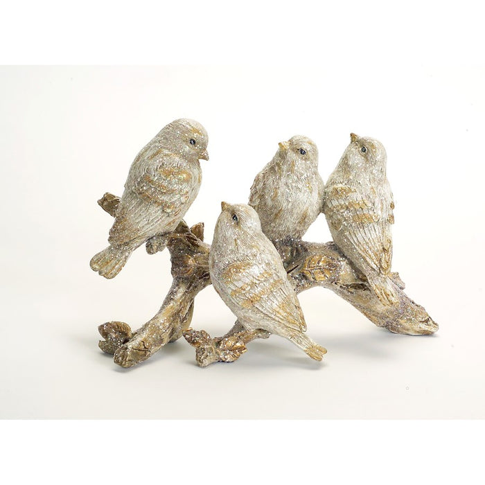Melrose Gold Brushed Birds on a Branch Figurine, Set/2, Bronze/Beige - 65385DS