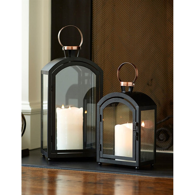 Melrose Modern Metal Lanter/Gold Accent, Set of 3, Black/Gold - 65471DS