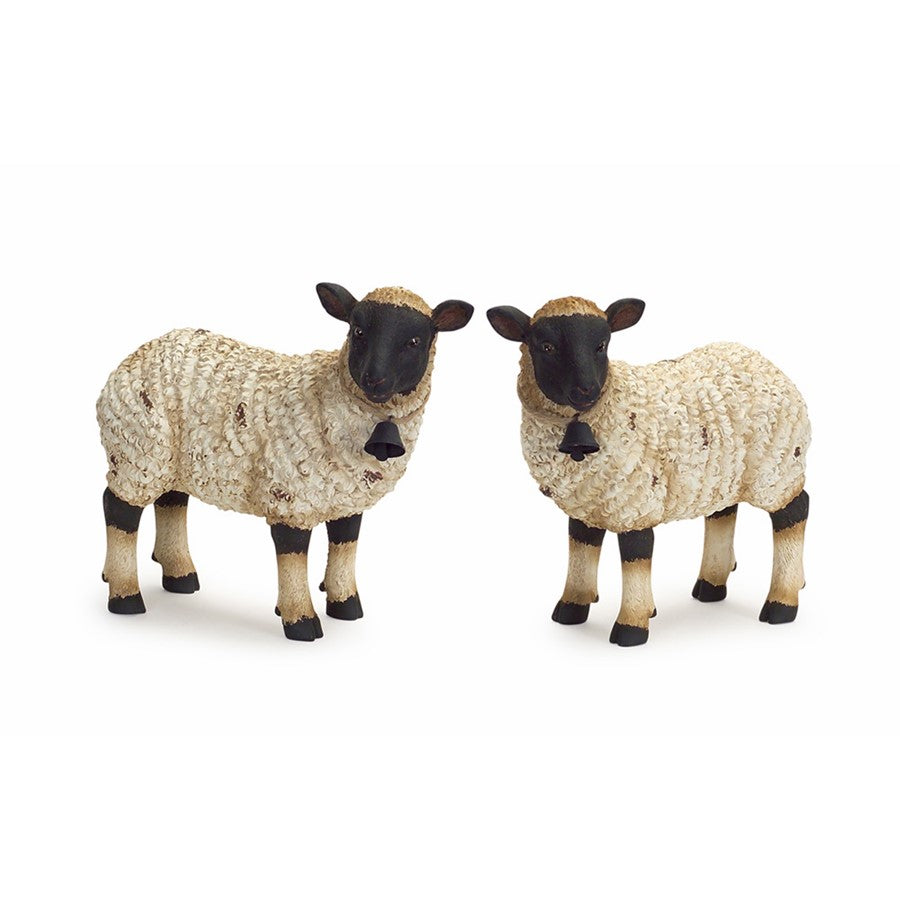 Melrose Rustic Sheep Figurine/Bell Accent, Set of 2, Beige - 66311DS