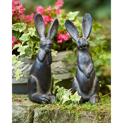 Melrose International Brown Long Ear Rabbit Statue, Set of 2 - 66351DS