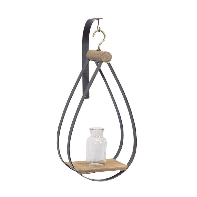 Melrose Hanging Bottle Vase, Teardrop Frame (Set of 2), Natural/Black