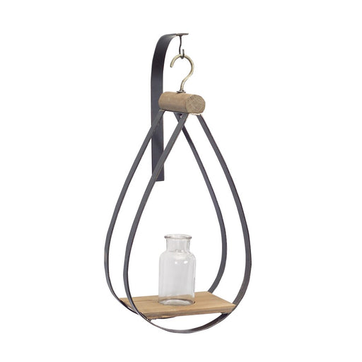 Melrose Hanging Bottle Vase, Teardrop Frame (Set of 2), Natural/Black