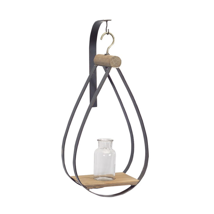 Melrose Hanging Bottle Vase, Teardrop Frame (Set of 2), Natural/Black